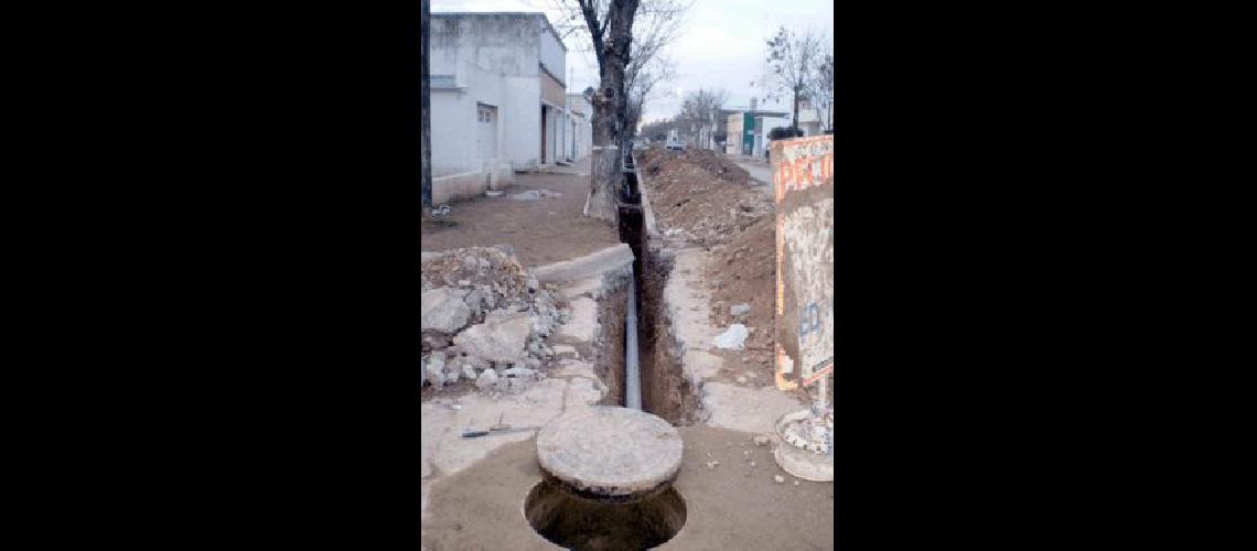 Sector donde se llevan a cabo los trabajos de cloacas (Foto- Municipalidad de Laprida) 