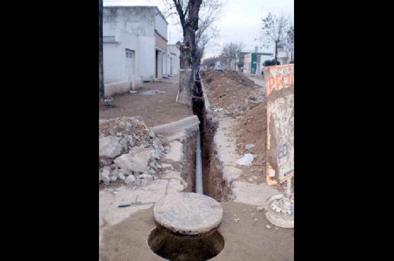 Sector donde se llevan a cabo los trabajos de cloacas (Foto- Municipalidad de Laprida) 