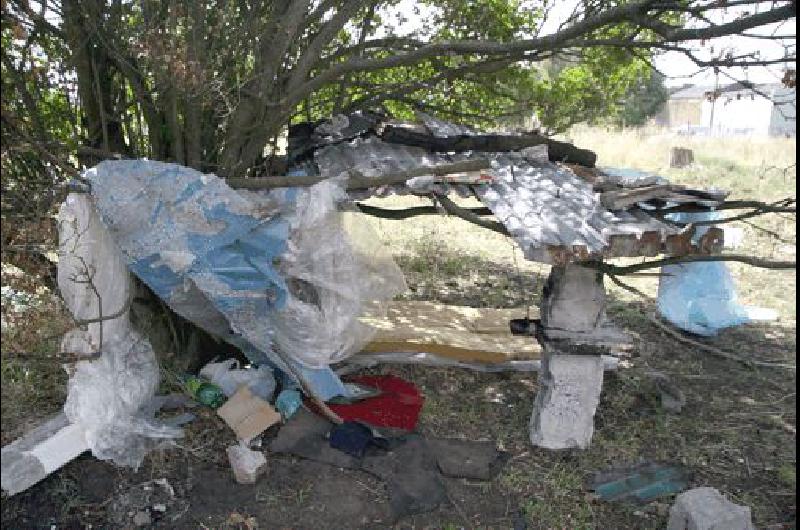 A escasos metros de la pileta en que vivÃ­a y muriÃ³ un hombre de la calle se armÃ³ una casita contra un Ã�rbol Claudio MartÃ­nez 