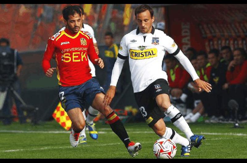 MatÃ­as Abelairas en el duelo ante Colo Colo en la Ãºltima fecha donde celebraron el tÃ­tulo de UniÃ³n EspaÃ±ola 