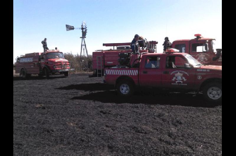 Bomberos de La Madrid y Laprida trabajaron en conjunto para sofocar un incendio de campo 