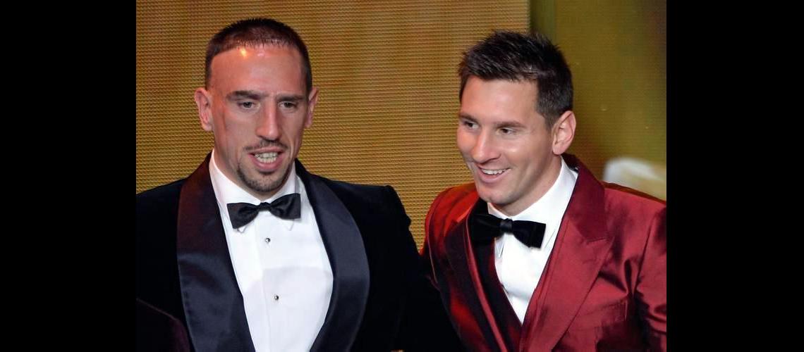 El francÃ©s Ribery y Messi fueron los escoltas de Cristiano Ronaldo Foto AFP