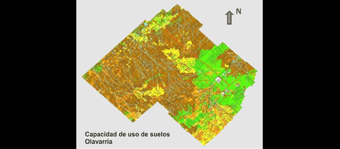 Los suelos aptos para uso ganadero (marrÃ³n) son los predominantes en el partido ocupando el 60-en-porciento- de la superficie frente a un 19-en-porciento- de aptitud uso agrÃ­cola (verde) 