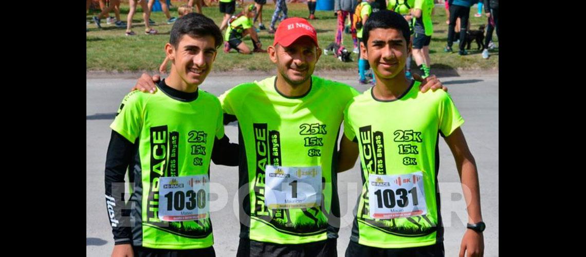 Mauricio Olivera y sus dos hijos protagonistas del Hi Race sierrabayene 