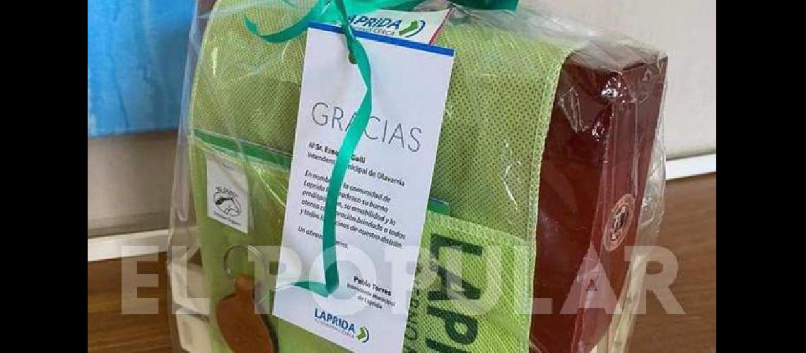 El Jefe comunal olavarriense agradeciÃ³ el presente enviado desde Laprida 