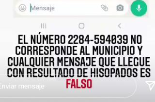 Advierten sobre falso nuacutemero que da resultados de hisopados