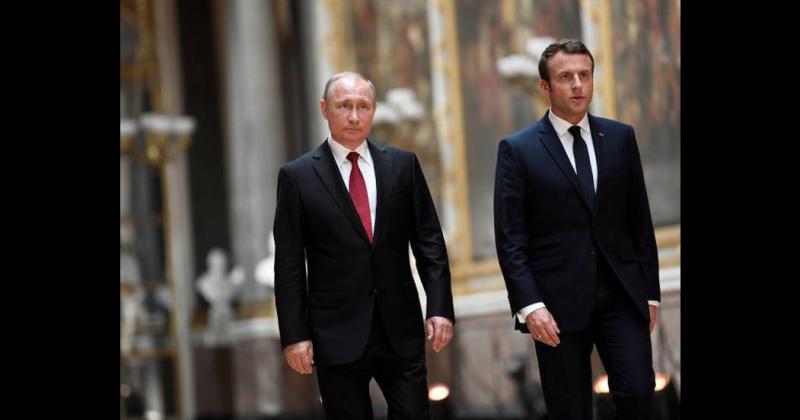 Encuentro entre el presidente francés Emmanuel Macron y el ruso Vladimir Putin el pasado 16 de enero