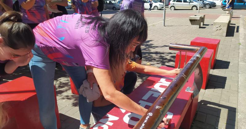 El STMO realizoacute una intervencioacuten en el banco del Paseo Jesuacutes Mendiacutea por el 8M