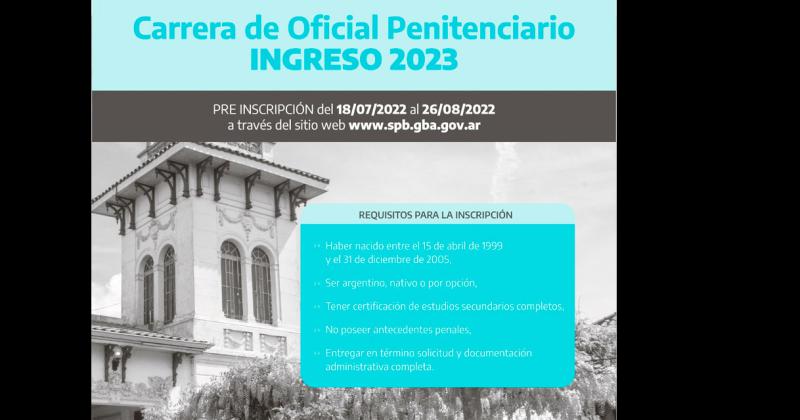 Nueva inscripcioacuten para la carrera de Oficiales Penitenciarios Bonaerenses