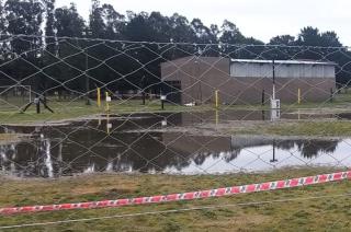 El sector de los boxes estaba anegado por la lluvia