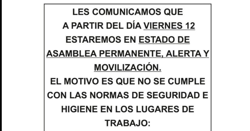 Trabajadores del Hospital declararon estado de asamblea permanente y movilizacioacuten