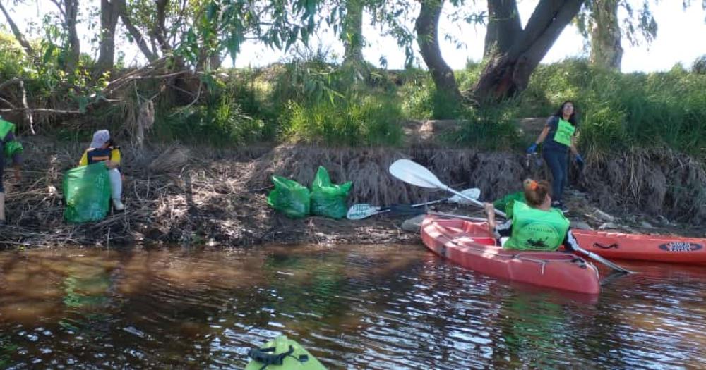 Remada Verde- sacamos 25 bolsas de consorcio de basura del arroyo