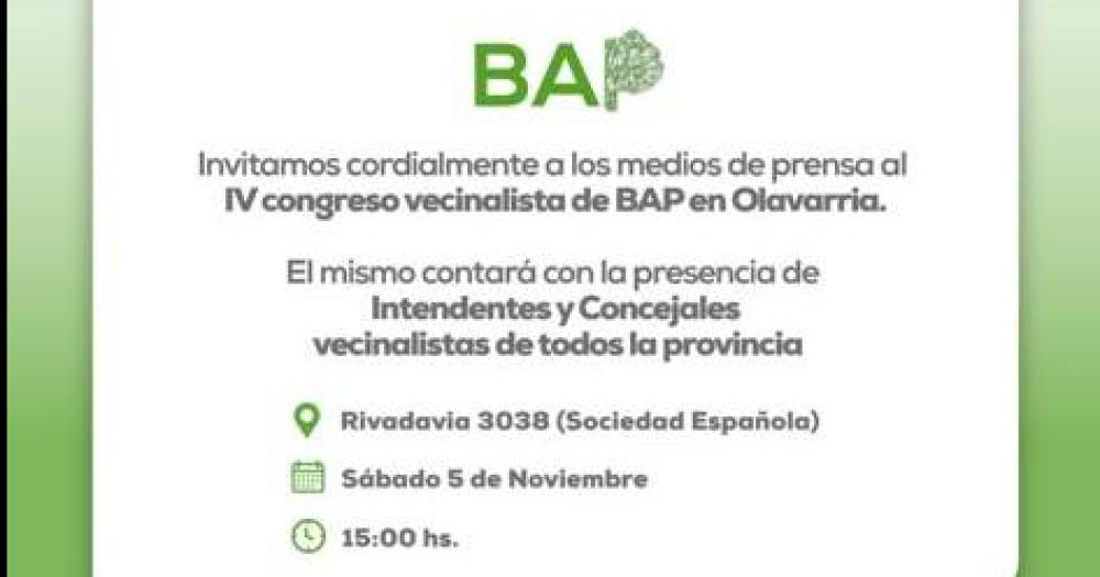 Se realizaraacute el IV Congreso vecinalista de BAP en la ciudad