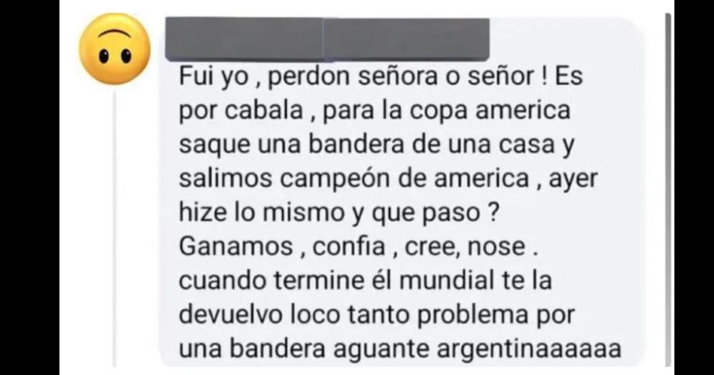 Roboacute una bandera argentina quedoacute filmado y confesoacute en las redes- Perdoacuten fue por caacutebala