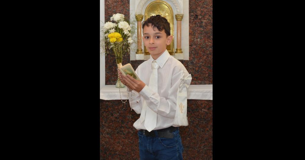 Martiniano Almeira el día de su Comunión en la iglesia Nuestra Señora de F�tima (Fotografía Miriam Castellano)