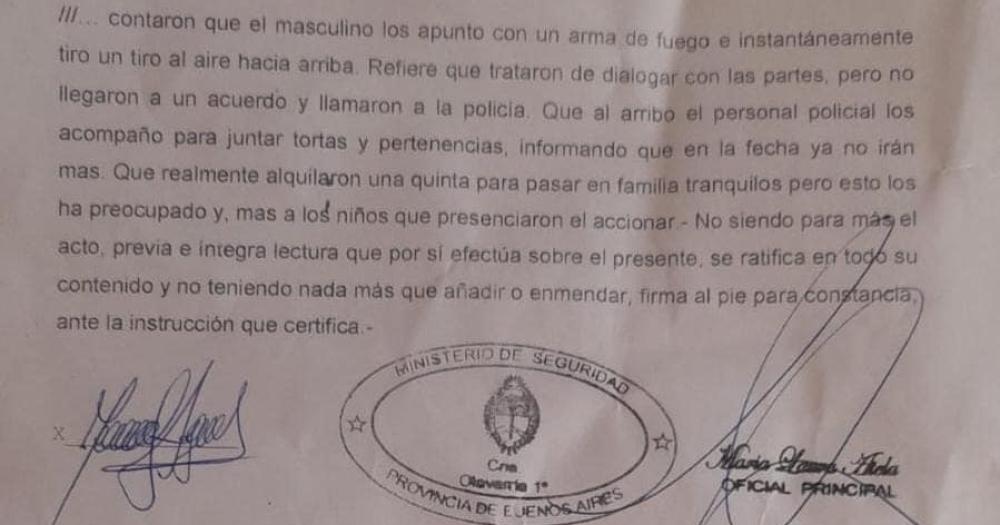 Alquilaron una quinta y el duentildeo los echoacute a los tiros por ruidos molestos