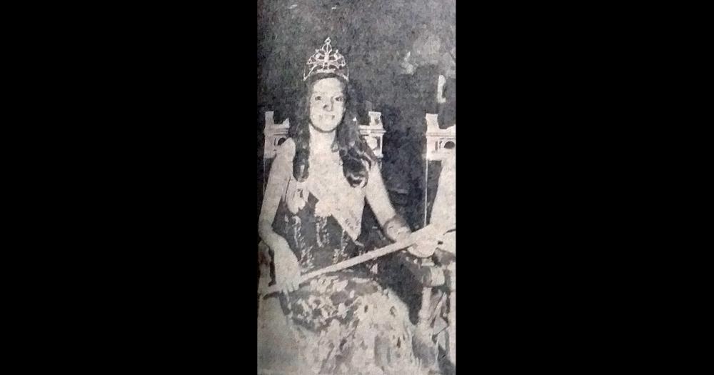 Cristina Beatriz Adradas fue coronada como reina de la Primera Fiesta Nacional del Cemento en febrero de 1973