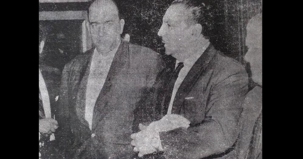 Francisco Prado secretario general de la CGT y Antonio Scipione en 1967 en la Casa de Gobierno integrando una delegación de la CGT